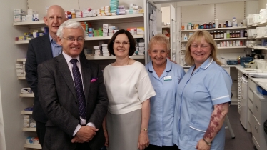 Martin with Ursula Lidbetter, Alastair and staff at a local pharmacy